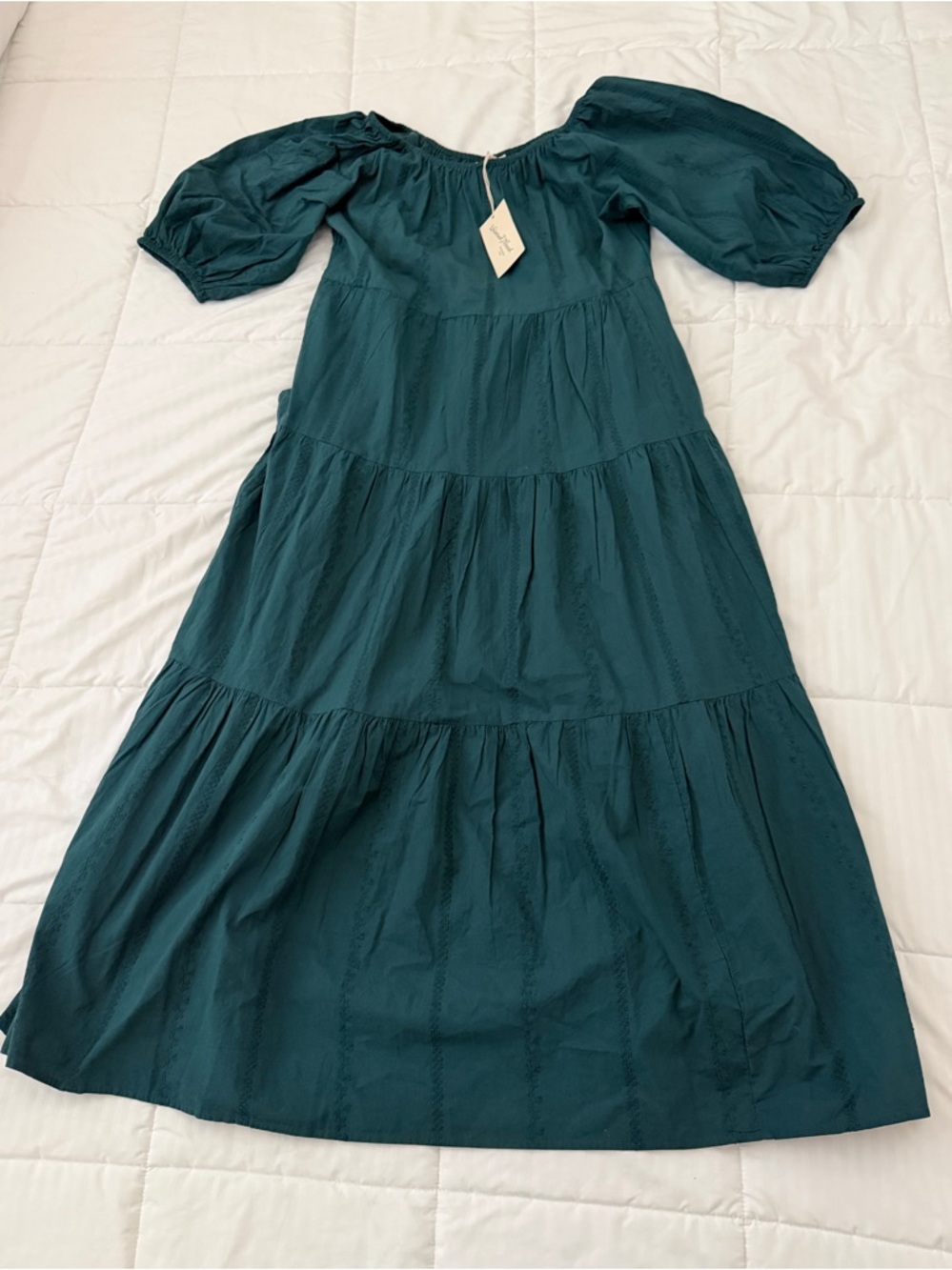 Universal Thread Teal Puff-Sleeve Tiered Maxi Dress